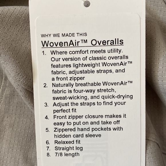 ❤️ Lululemon WovenAir Overalls Size 8 Raw Linen NWT - Picture 9 of 15